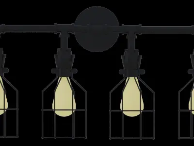 Old school rustic industrial 4 lights architectural scene light 3D model