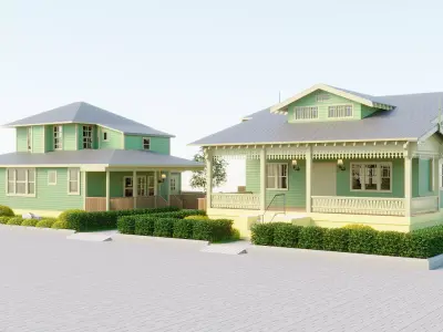 Colonial Theme Residential House Exterior 3D model