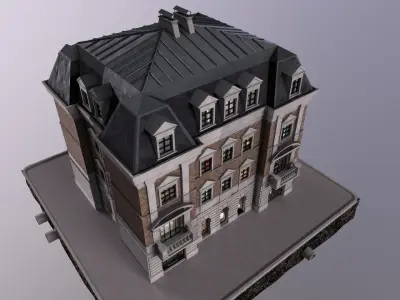 City Street House bilding Low-poly 3D model