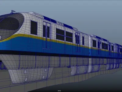 MonoRail loco train metro Palm Jumeirah Monorail Dubai  Low-poly 3D model