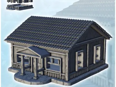 Tiled house with columned entrance 8 3D print model