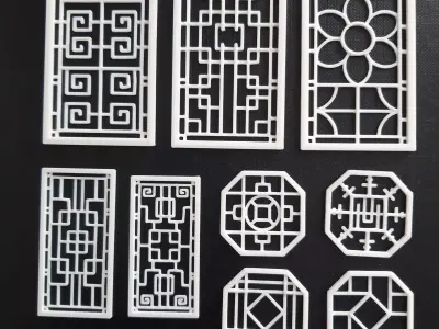 Set of Chinese window 20 PCS 3D print model