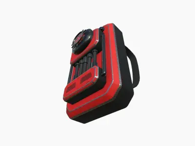 SciFi Backpack I09 Red - Fashion Character Design Low-poly 3D model