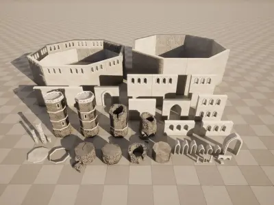 Medieval Modular Castle Low-poly 3D model