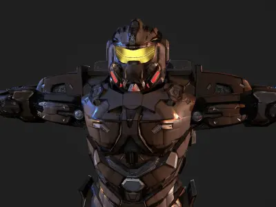 Spacemarine Power Armor Low-poly 3D model