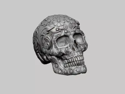 Ornament Skull Headphone Stand Cyborg Headset Stand 3D print model