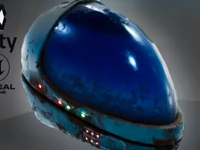 Sci fi helmet 4 different textures Low-poly 3D model