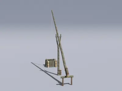 Ukrainian water well aka zhuravel Low-poly 3D model