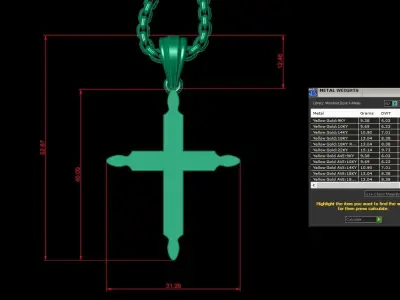 High Cross Pendant Light Gold 18K 3CP072 3D model