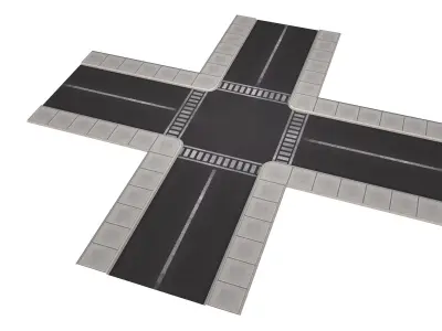 Street Road Pack Lowpoly City Road Low-poly 3D model