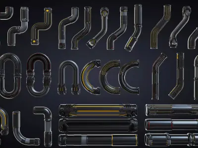 Sci-fi Pipes set 3D model