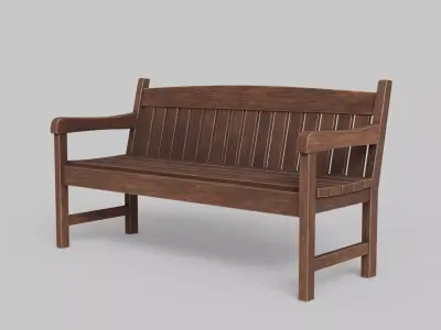 Wood Street Bench 3D Model with PBR Texture 3D model