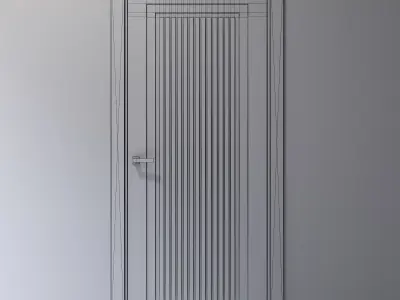 Art Deco interior door with a linear pattern 3D model