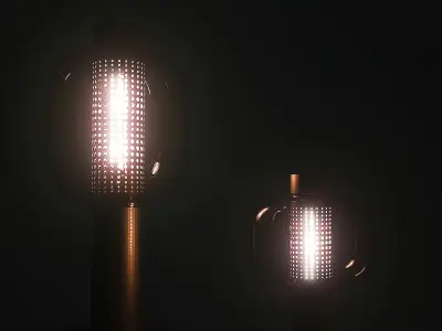 bonbori table lamp with glass shade 3D model