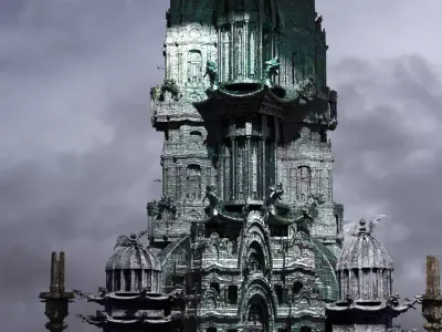 Haunted Halloween crystal mansion tower 3D model