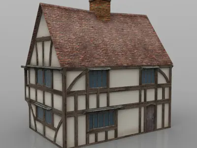 Veranda old tudor style house 3D model