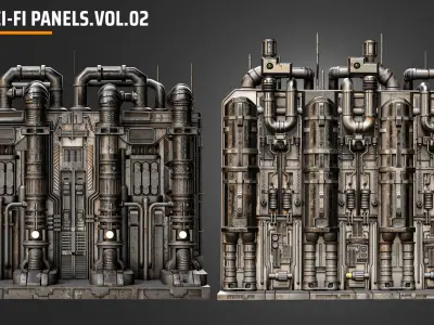 sci fi  panels vol 02 Low-poly 3D model