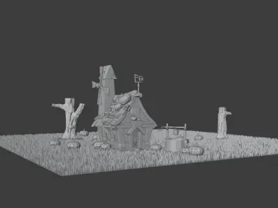 Halloween house Low-poly 3D model