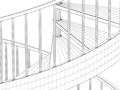 Wooden Spiral Stairs 1 3D model