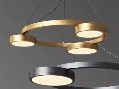Gold Led Ring Chandelier 3D model