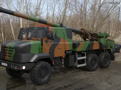 Heavy Military Truck With 155mm Howitzer 