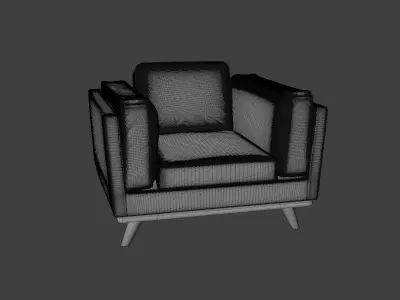Mid Century Brown Leather Chair 3D model
