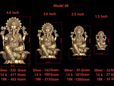 Ganesh Ji Model 08 Light Weight  Models in All Sizes  3D print model