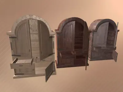 Old Wardrobe Modular Set Low-poly 3D model
