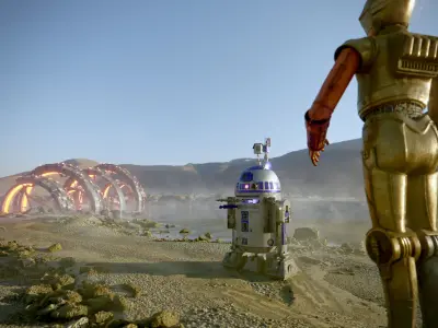 Star Wars Desert Scene Low-poly 3D model