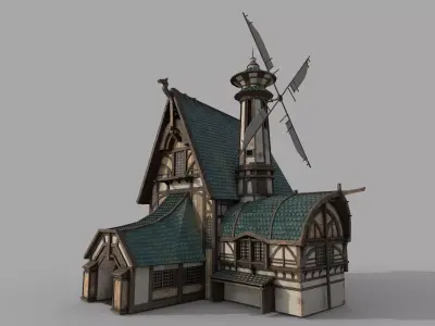 Nordic medieval house Low-poly 3D model