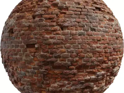 Crumbling Antique Red Brick Wall PBR Texture Texture