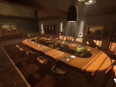 Modern Office Environment Low-poly 3D model