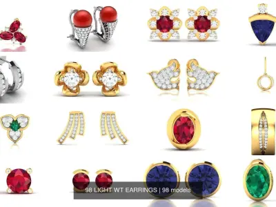 98 LIGHT WT EARRINGS 3D Model Pack