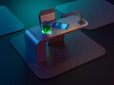 Scifi Office Low-poly 3D model