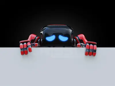 Cute Space Robot Rigged H-72 Red 3D model