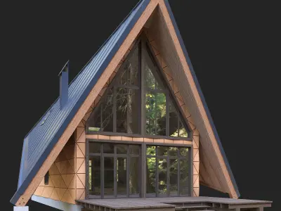 Modern house in the woods 3D model