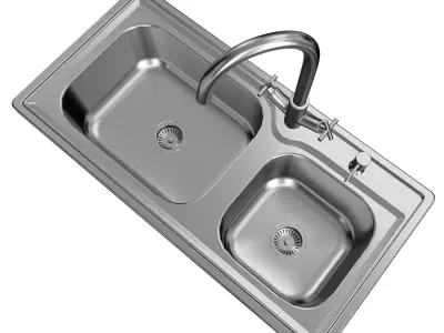 Kitchen Double Sink 3D model