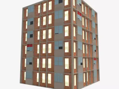 6 storey house Low-poly 3D model