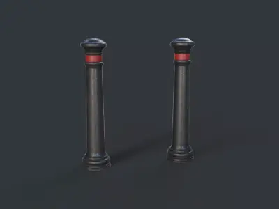 Street Bollard 12 PBR Game Ready Low-poly 3D model