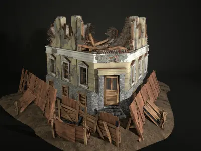 Enviro Building Ruined House Game Asset Low-poly 3D model