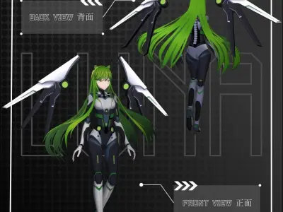 Luna - 3D model character for VRChat  Low-poly 3D model