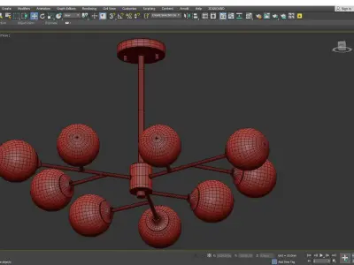 9 Lights Living Room Ceiling Chandelier Low-poly 3D model