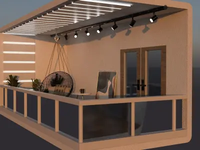 modern balcony 3D model