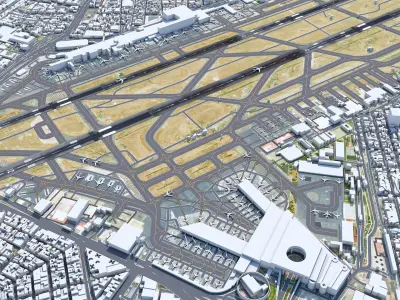 Mexico City Airport 10km Low-poly 3D model