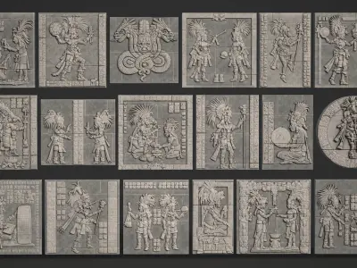 18 Mayan Temple Walls - 250510 Low-poly 3D model