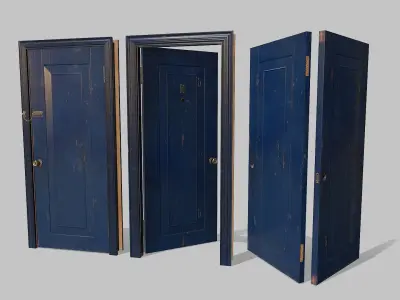 Door blue 06 Low-poly 3D model