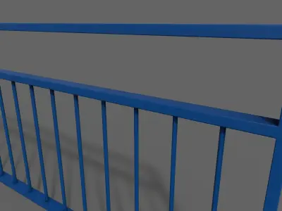 PBR Pedestrian Guard Rail Blue V3 Low-poly 3D model