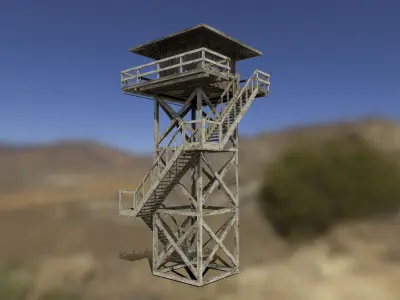 Modular Fire lookout tower PBR Low-poly 3D model
