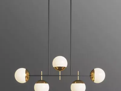 Alluria 36W Weathered Black and Gold 5 Light Island Pendant 3D model