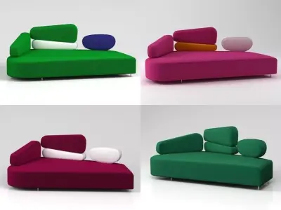 Mosspink four different colored sofas 3D model